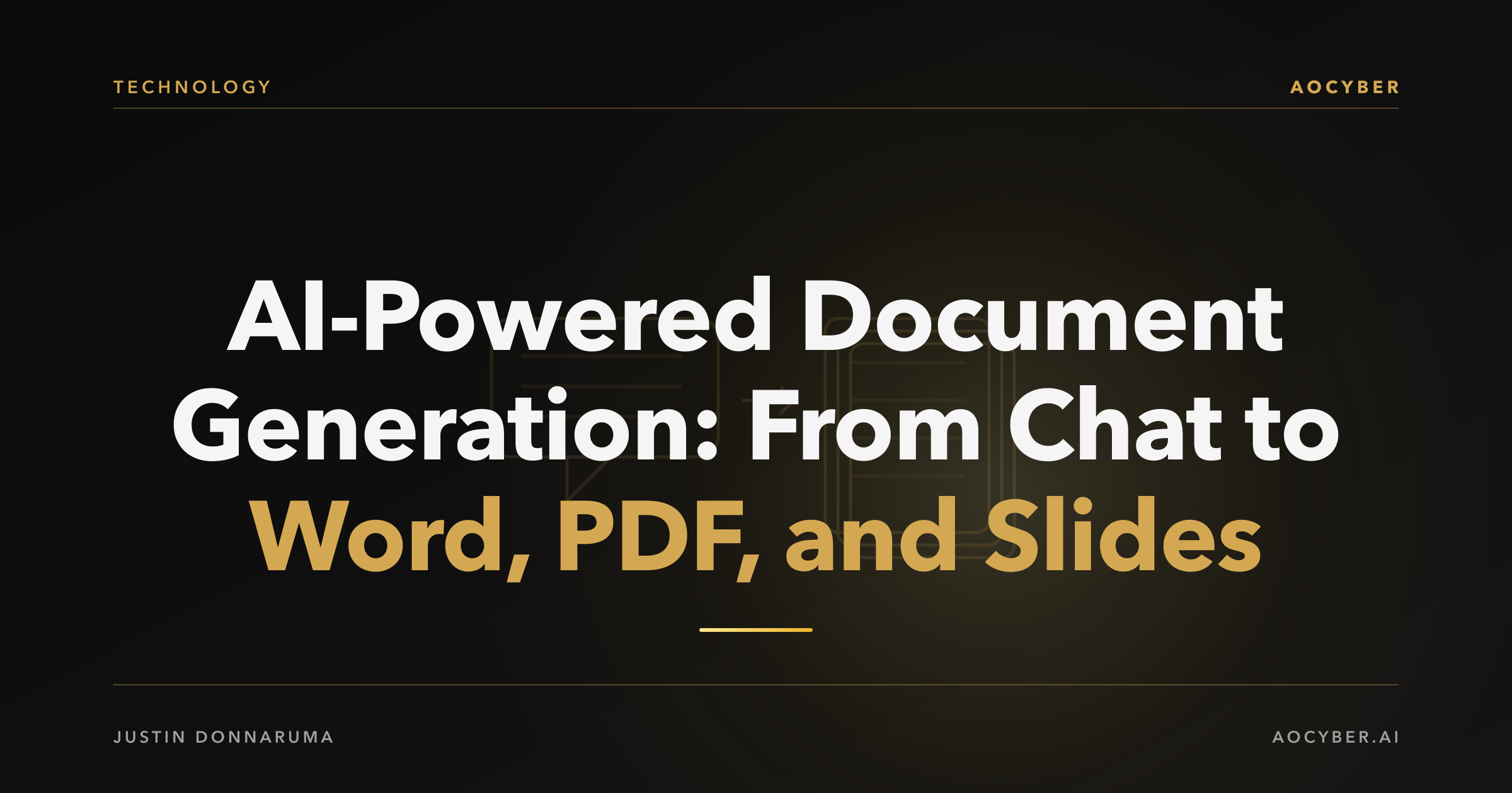 Abstract illustration of a chat conversation transforming into structured document formats through a golden conversion pipeline