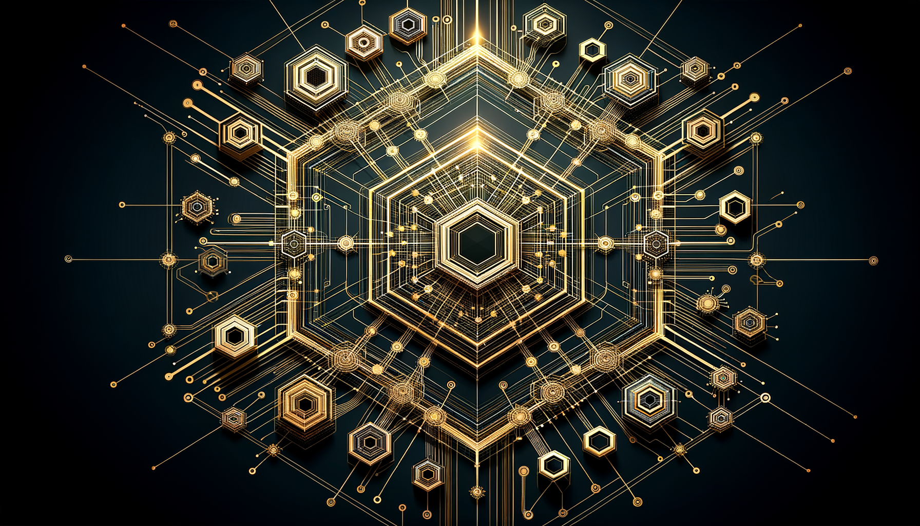 Abstract illustration of a hexagonal framework core connecting to multiple product modules