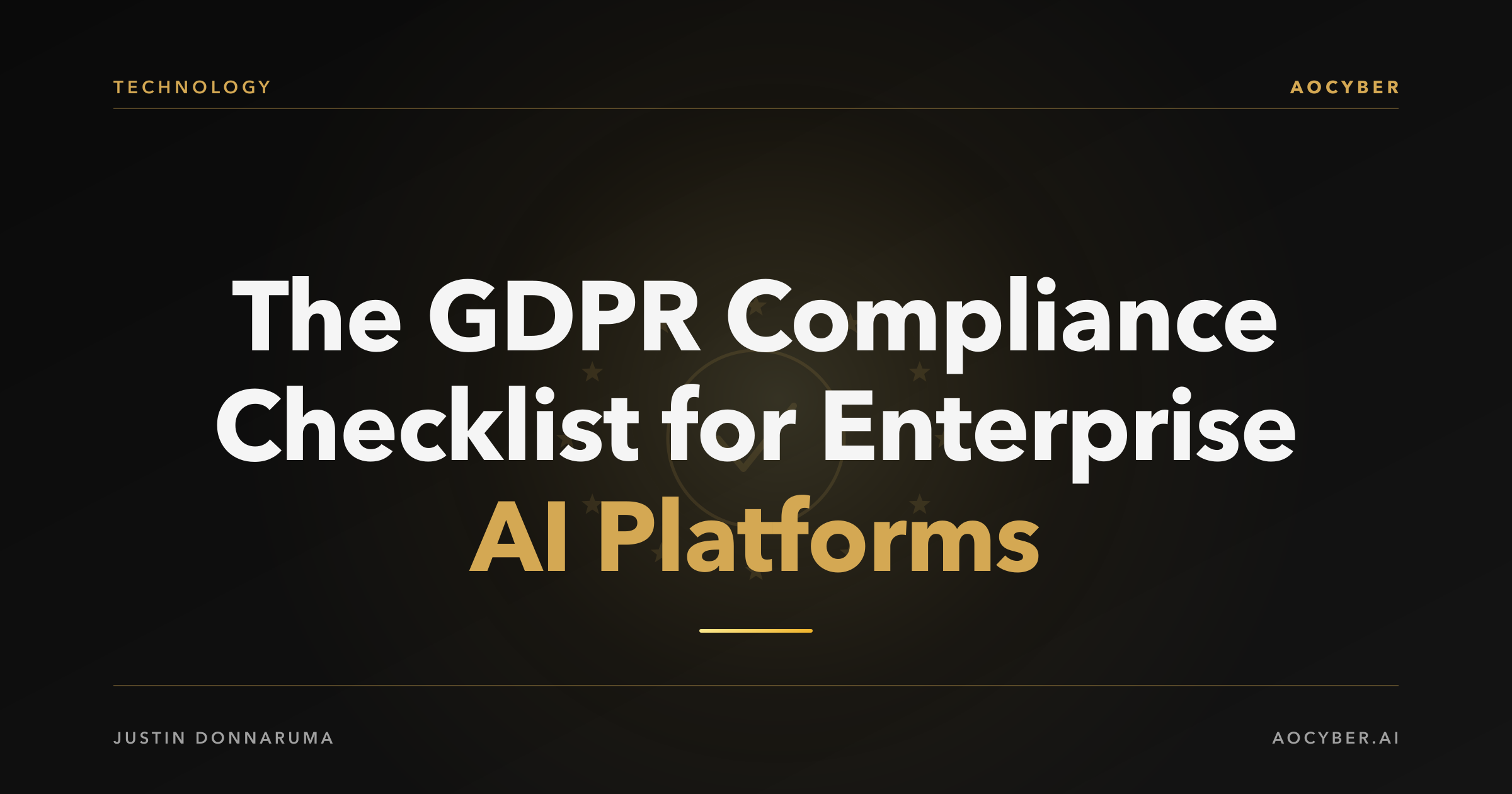 Abstract illustration of a GDPR compliance checklist with golden checkmarks and data protection shields