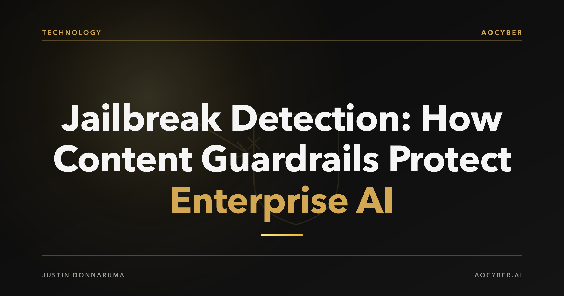 Abstract illustration of malicious prompt patterns being intercepted by golden defense shields before reaching an AI model